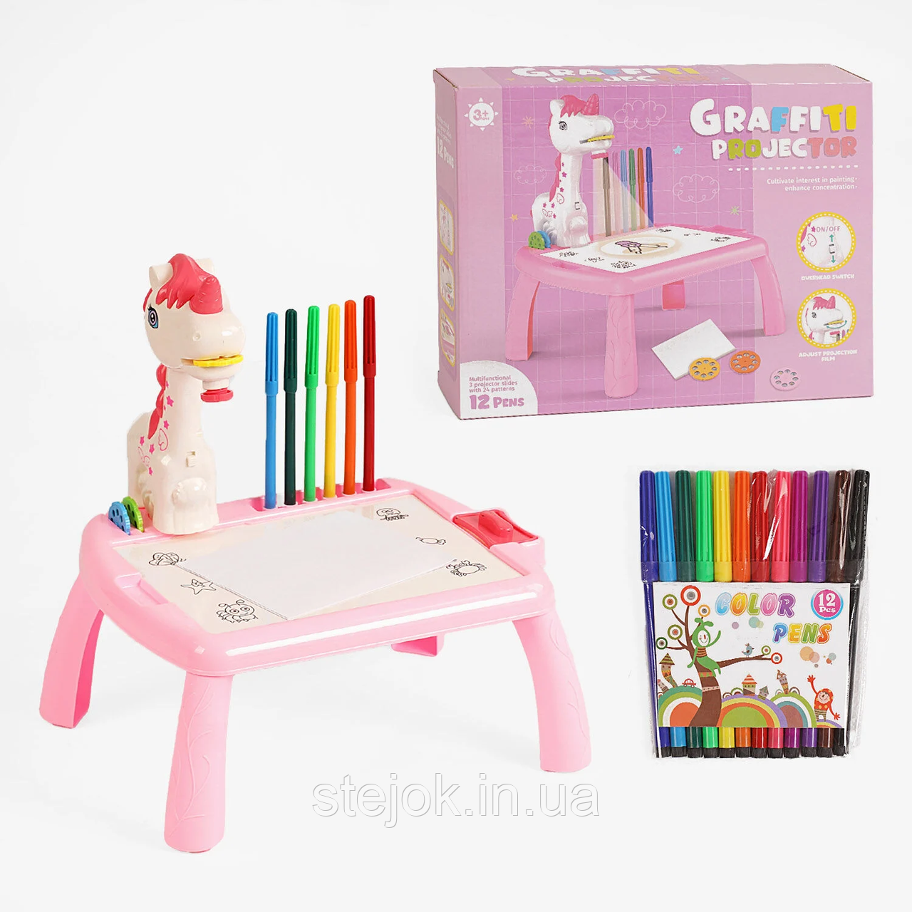 Дитячий стіл для малювання з підсвічуванням та проекцією малюнків Рожевий, фото 1
