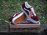Зимові кеди Vans old school (унісекс) червоні з хутром (топ ААА+), фото 2