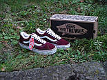 Зимові кеди Vans old school (унісекс) червоні з хутром (топ ААА+), фото 3