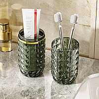 Стильний футляр 2в1 для зубної щітки та пасти, склянки для приладдя (зелений)