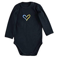 Дитяче патріотичне боді чорне з вишитим сердечком