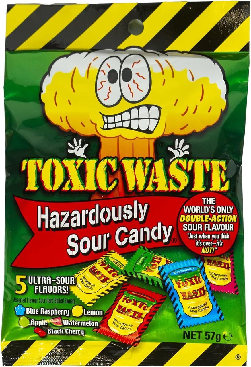 Жувальні цукерки Toxic Waste Hazardously Sour Bag 57г