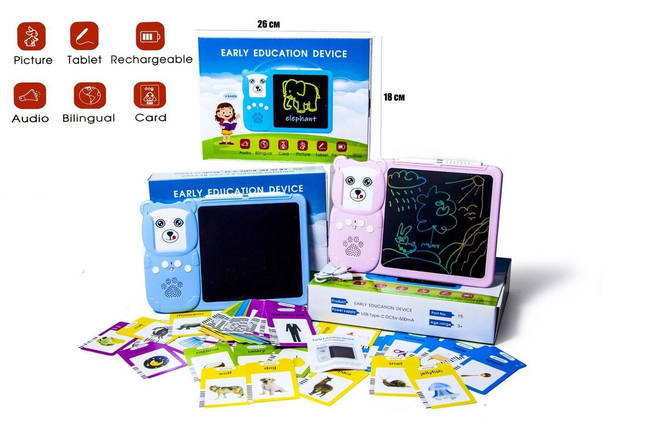 Планшет для малювання LCD + озвучена абетка з картками для вивчення англійської мови, фото 1