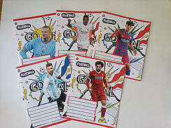 Зошит у клітинку, 24 аркуші, кольорова обкладинка, «Футболісти» 5 шт.