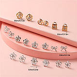 Ювелірний набір біжутерії "Модні сережки-цвяшки" золото/срібло 36 пар/МЕГАлот у подарунковій, фото 6