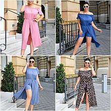 Жіночий комбінезон із шортами та зверху спідниця з трикотажу розміри батал