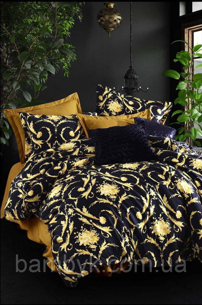 Постільна білизна Istanbul сатин Lux "Valeria Gold" бавовняна євро розмір Туреччина