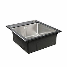 Кухонна скляна мийка Germece Handmade Black Glass (600х510х200), фото 4