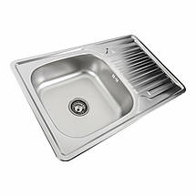 Кухонна мийка з нержавіючої сталі Platinum ДЕКОР 7850 (0,8/180 мм), фото 4