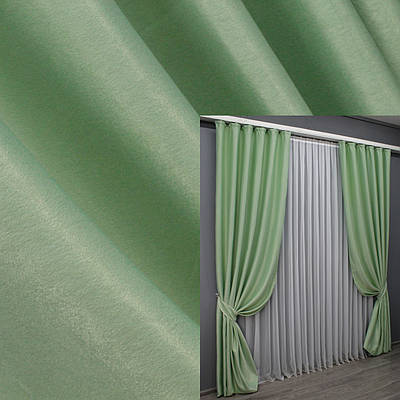 Комплект штор (2шт. 1,5х2,75м.) льон-софт, колекція "Парма". Колір світло-салатовий. Код 1421ш 33-0288