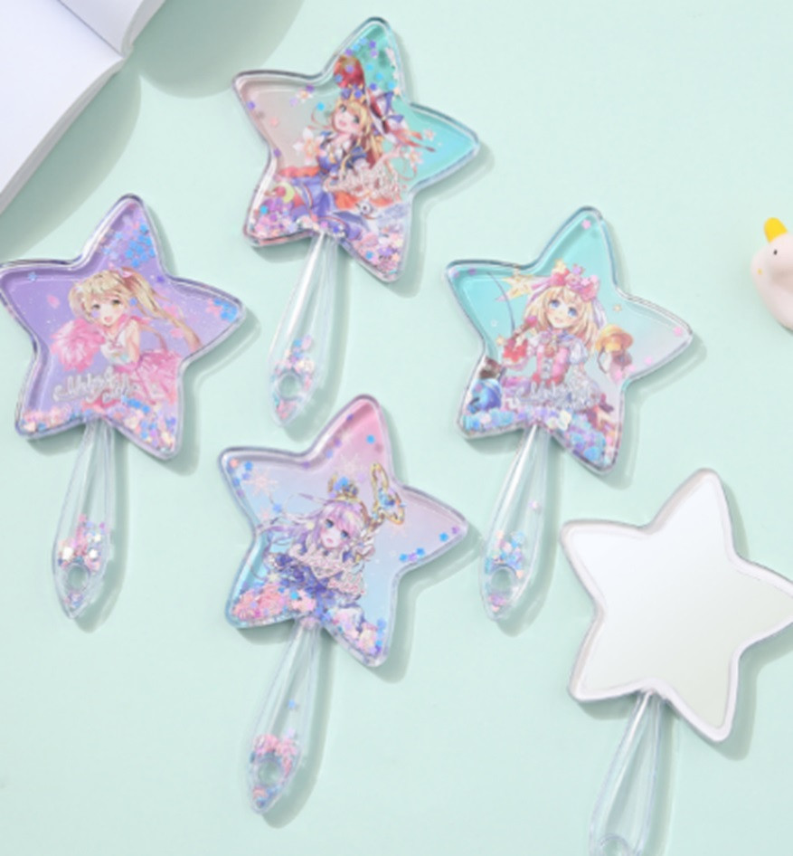 Дзеркало K7301 зірка з блискітками 4 види, фото 1