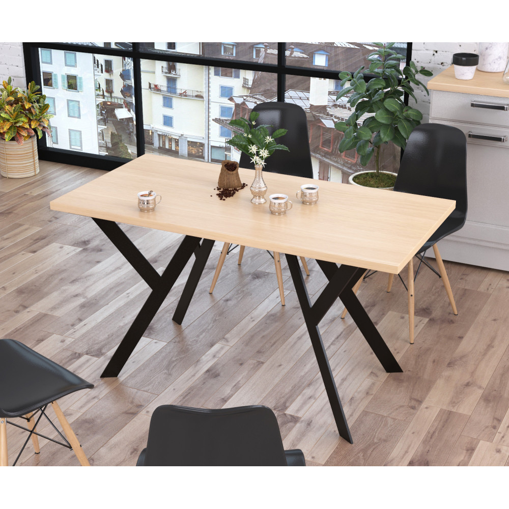 Стіл обідній Ішла Loft Design 138х70х76 см Дуб Борас. Кухонний стіл лофт із металу