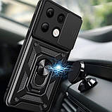 Противоударный чехол для Xiaomi redmi Note 13 4G черный, Чохол на ксяомі редмі нот 13 4г з кільцем і шторкою, фото 3