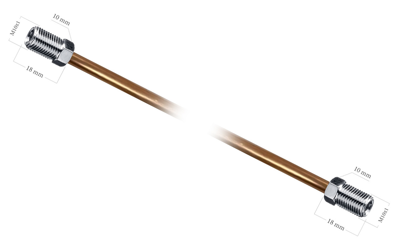 Гальмівна трубка WP WP-581, мідна (довжина - 1400 мм., Ø-4,75 мм., різьба - М10х1/М10х1), фото 1