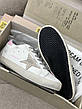 Жіночі білі шкіряні кросівки Golden Goose Super-Star з рожевою зіркою білі кеди, фото 8