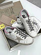 Жіночі білі шкіряні кросівки Golden Goose Super-Star з рожевою зіркою білі кеди, фото 9