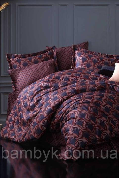 Постільна білизна Istanbul сатин Lux "Alvine Lacivert" бавовняна євро розмір Туреччина