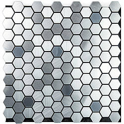 Самоклеюча алюмінієва плитка 300х300х3мм Срібна мозаїка із дзеркальними вставками SW-00001928