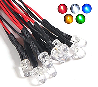 12v 5мм led диоды с проводом 20см (Диод имеет встроенный резистор) Цвет: Зеленый