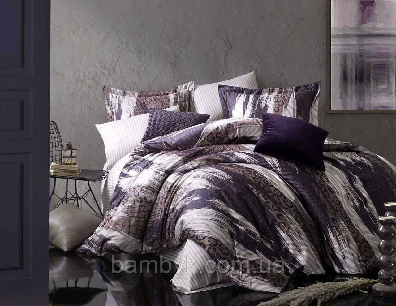 Постільна білизна Istanbul сатин Lux "Leo" бавовняна євро розмір Туреччина