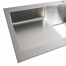 Кухонна мийка 78*50С R нержавійка Platinum Handmade (поглиблена полиця, 3.0/1.0 мм), фото 6