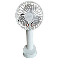 Міні вентилятор портативний білий 20 см, micro USB з АКБ 18650