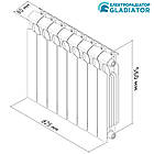 Електрорадіатор Gladiator 10TL (10 секцій), підключення зліва, стандарт 500/80 программатор 1000Вт, фото 6