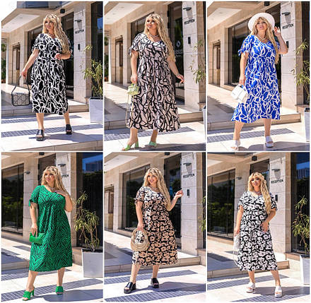 Літнє красиве плаття з короткими рукавами із софту розміри батал, фото 1