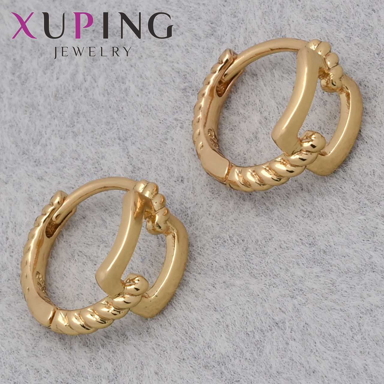Серёжки женские позолота 18K Xuping Jewelry кольцо конго крученный металл диаметр колечка 12 мм