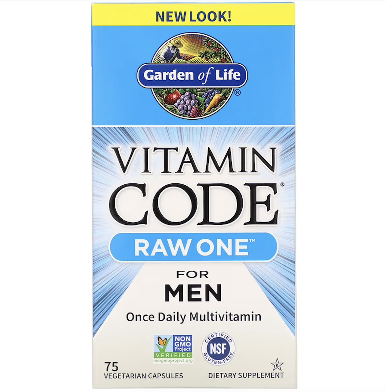 Garden of Life, Vitamin Code, RAW One, мультивітамінна добавка для чоловіків (для прийому 1 раз на добу), 75 вегетаріанських капсу