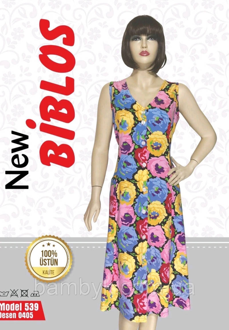 Літній жіночий халат трикотажний на гудзиках 100% бавовна Biblos Туреччина 539-0405