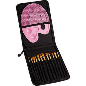 Набір пензликів професійних 12шт+ палітра у пеналі 1-322 (22124)