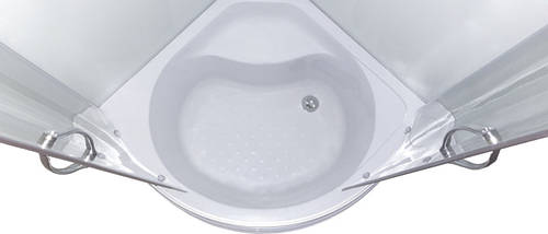 Душовий бокс KO&PO 470 Matt J 90x90х215 см на глибокому піддоні з гідромасажем матове скло розсувні двері, фото 3