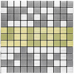 Самоклеюча алюмінієва плитка 300х300х3мм Срібна із золотом мозаїка SW-00001826