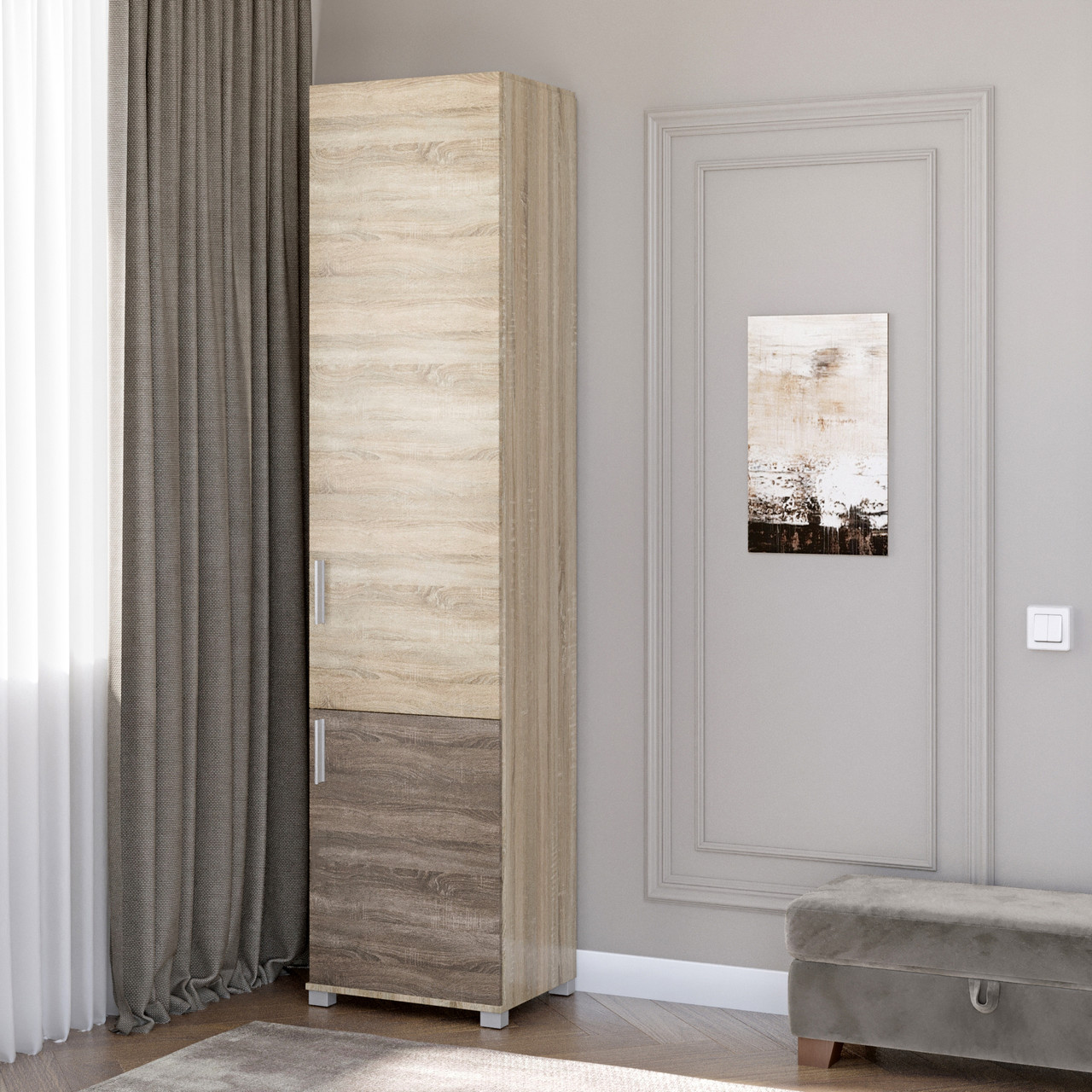 Шафа-пенал закрита Еверест Бриз-15 сонома + трюфель (DTM-2268), фото 1