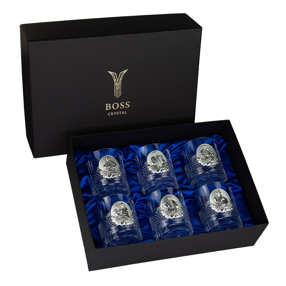 Набір склянок для віскі Boss Crystal Казаки 310 мл срібло 6 шт B6KOZ1XS