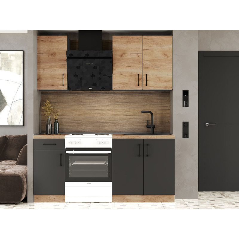 Кухня модульна Еверест Оптіма набір №1 Дуб крафт золотий+Антрацит 1,8 м (без стільниці) (DTM-5690), фото 1