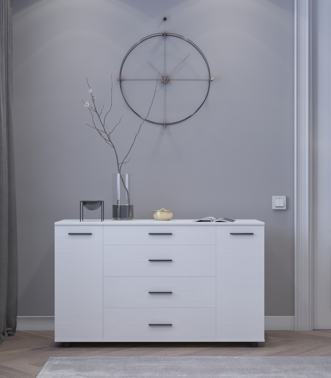 Комод для вітальні Еверест Бриз К-6 130х38х72.5 німфея альба (телескопи) (DTM-2478), фото 1