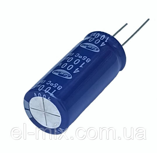 Конденсатор електролітичний 100мкФ 400В(85*) Samwha SD 18*40
