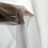 Комплект штори на тасьмі 2 шт 200х250 мікровелюр Сірий, тюль вуаль 300х250 Білий, фото 9