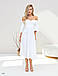 Вечірнє жіноче плаття-міді з рукавами-ліхтариками, біле, айвори, фото 4