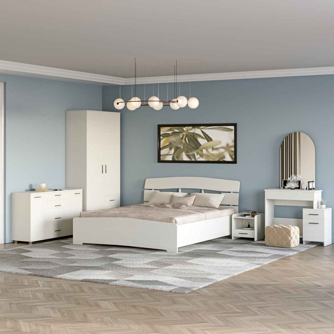 Спальня Еверест Комплект 2 (модульна - 5 елементів) з комодом Бриз К-6 (телескопи) німфея альба (DTM-2599), фото 1
