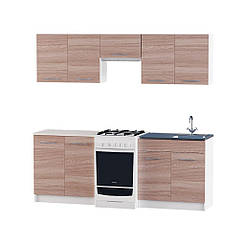 Кухня модульна Еверест Еко набір №10 ясень шимо темний+білий 2,1 м (DTM-2950)