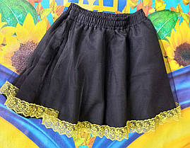 Опт Спідниця на резинці з фатином та мереживом для дівчинки, р. 122-146 школа