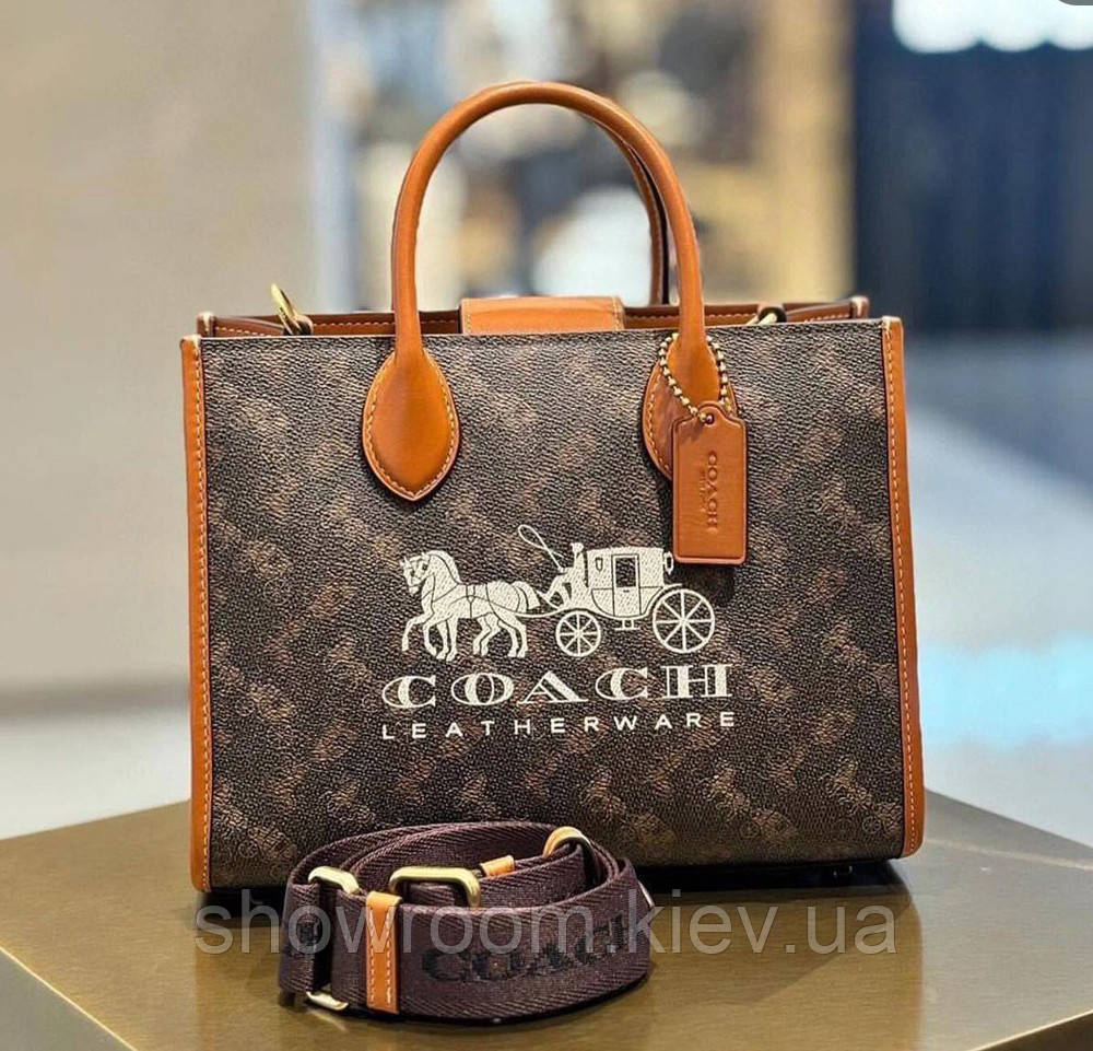Жіноча сумка середніх розмірів Coach Ace коричнева Lux