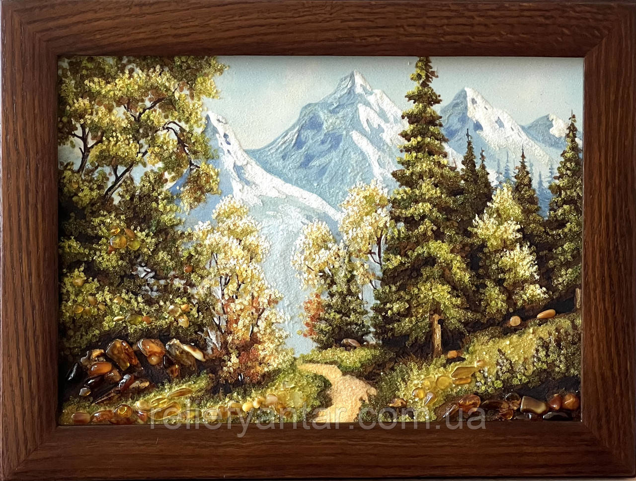Пейзаж з бурштину, картина з янтаря 30*40 см