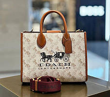 Жіноча сумка середніх розмірів Coach Ace бежева Lux