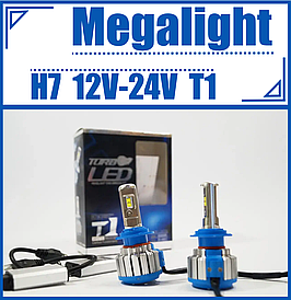 Світлодіодні LED-лампи для авто H7 12V-24V T1 6000 K 3500L радіатор із вентилятором