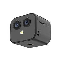 Дистанційна цифрова WiFi міні камера бездротова 2 об'єктиви HD 4k Чорна