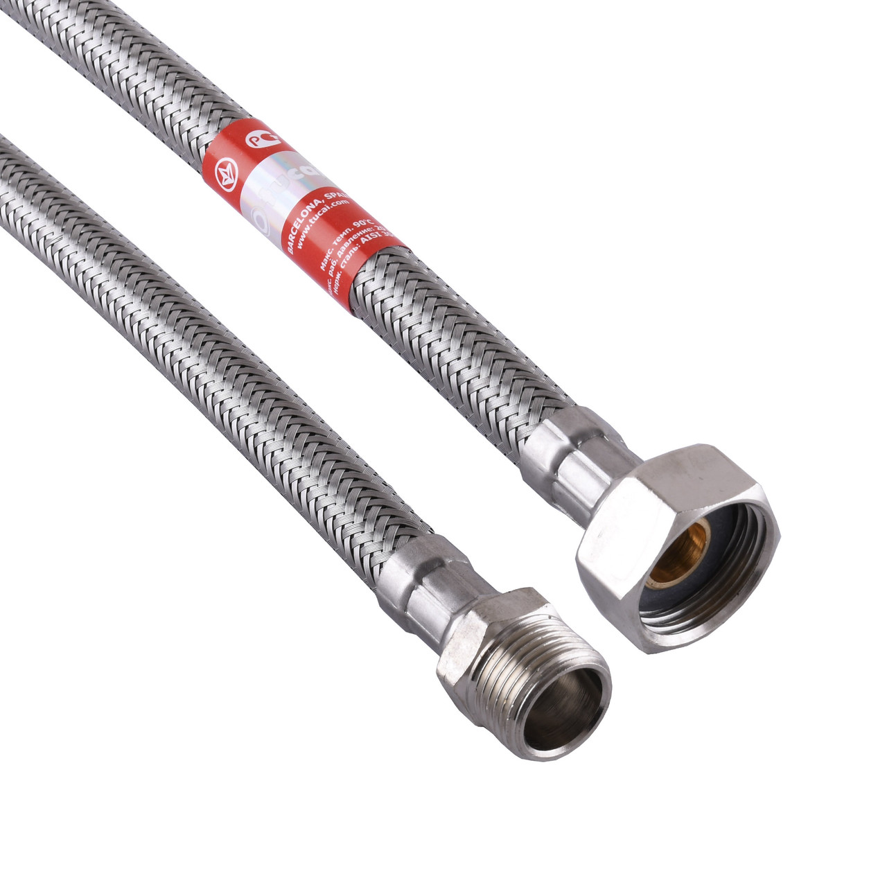 Шланг для воды TUCAI 1/2"x3/8″ (0,2 м) гайка-штуцер (нержавейка) TAQ MG, фото 1